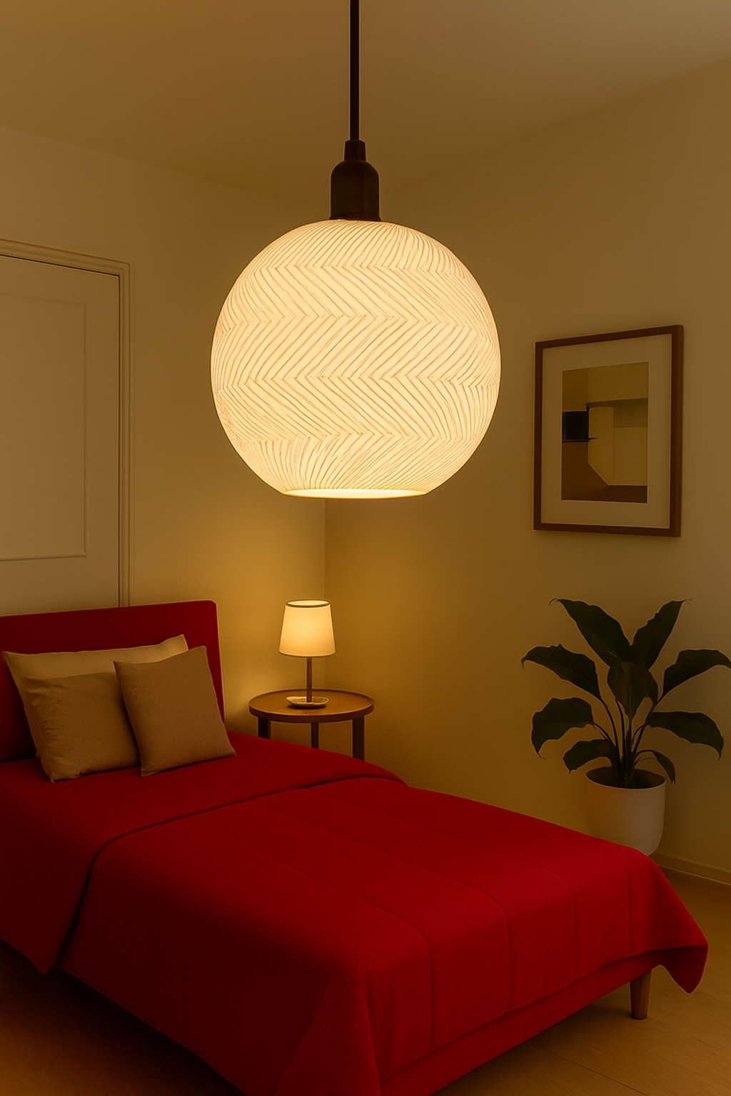  Rattan Görünümlü Avize, Pinterest Tarzı Tekli Sarkıt Avize (Bioplastik) E27